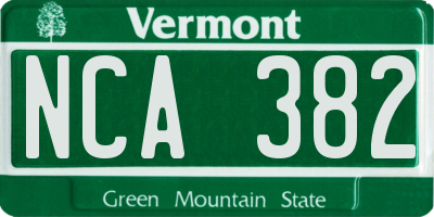 VT license plate NCA382