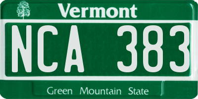 VT license plate NCA383