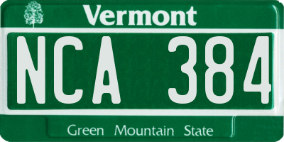 VT license plate NCA384