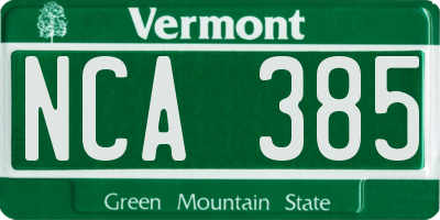 VT license plate NCA385