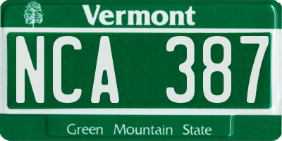 VT license plate NCA387