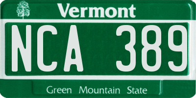 VT license plate NCA389