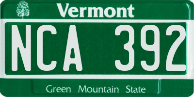 VT license plate NCA392