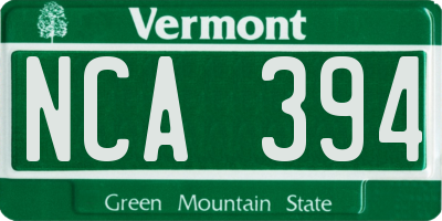 VT license plate NCA394
