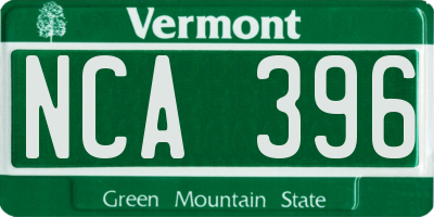VT license plate NCA396