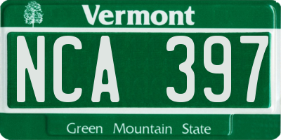 VT license plate NCA397