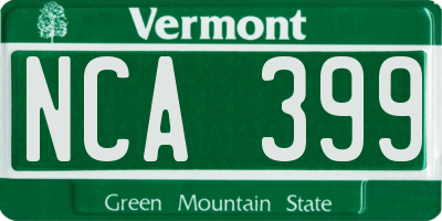 VT license plate NCA399