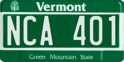 VT license plate NCA401