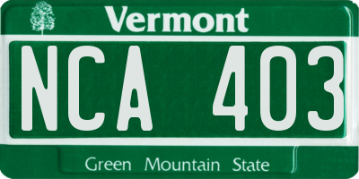 VT license plate NCA403