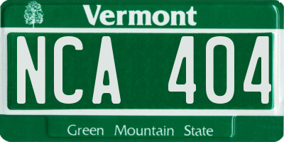 VT license plate NCA404