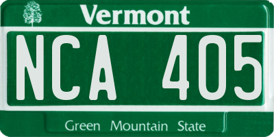 VT license plate NCA405