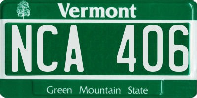 VT license plate NCA406