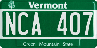 VT license plate NCA407
