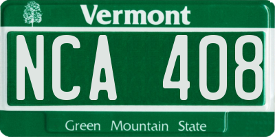 VT license plate NCA408