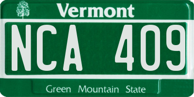 VT license plate NCA409