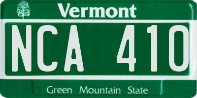 VT license plate NCA410
