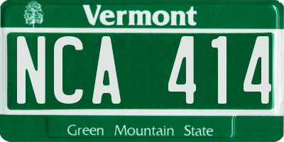 VT license plate NCA414
