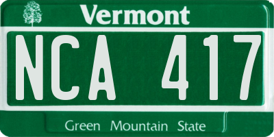 VT license plate NCA417
