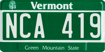 VT license plate NCA419