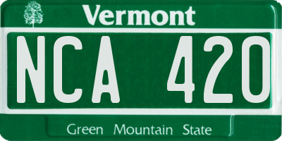 VT license plate NCA420
