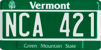 VT license plate NCA421