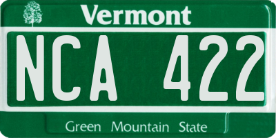 VT license plate NCA422
