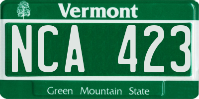 VT license plate NCA423