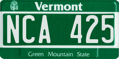 VT license plate NCA425