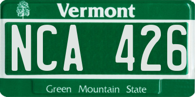 VT license plate NCA426