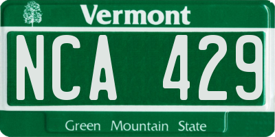 VT license plate NCA429