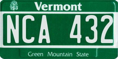 VT license plate NCA432
