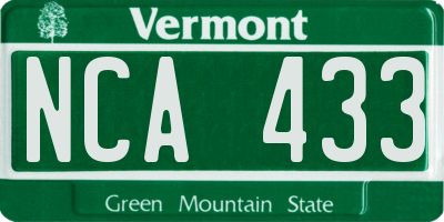 VT license plate NCA433
