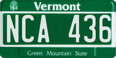 VT license plate NCA436