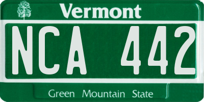 VT license plate NCA442