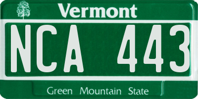 VT license plate NCA443