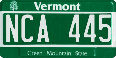 VT license plate NCA445