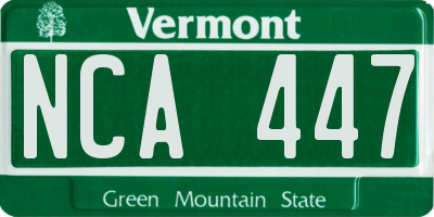 VT license plate NCA447