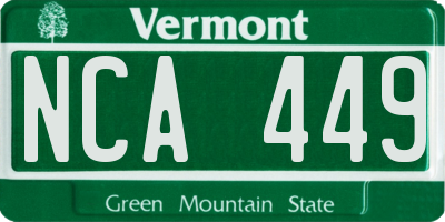 VT license plate NCA449