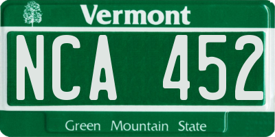 VT license plate NCA452