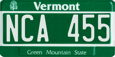 VT license plate NCA455