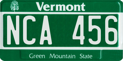 VT license plate NCA456