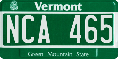 VT license plate NCA465