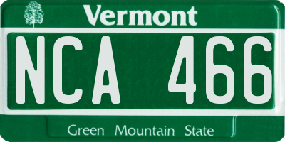 VT license plate NCA466