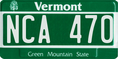 VT license plate NCA470