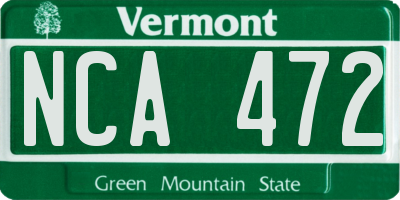 VT license plate NCA472