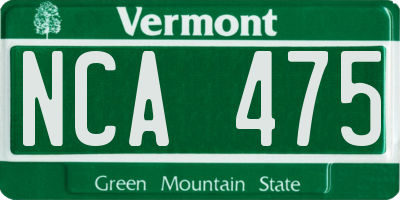 VT license plate NCA475