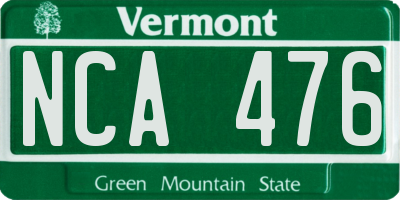 VT license plate NCA476