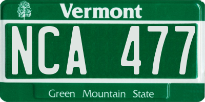 VT license plate NCA477