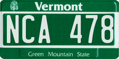 VT license plate NCA478