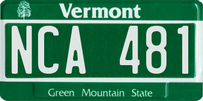 VT license plate NCA481